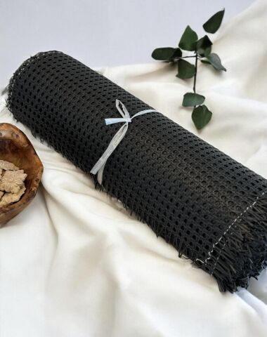 PVC Plastik Örme Siyah Dekoratif Hasır Hazeran 60 Cm