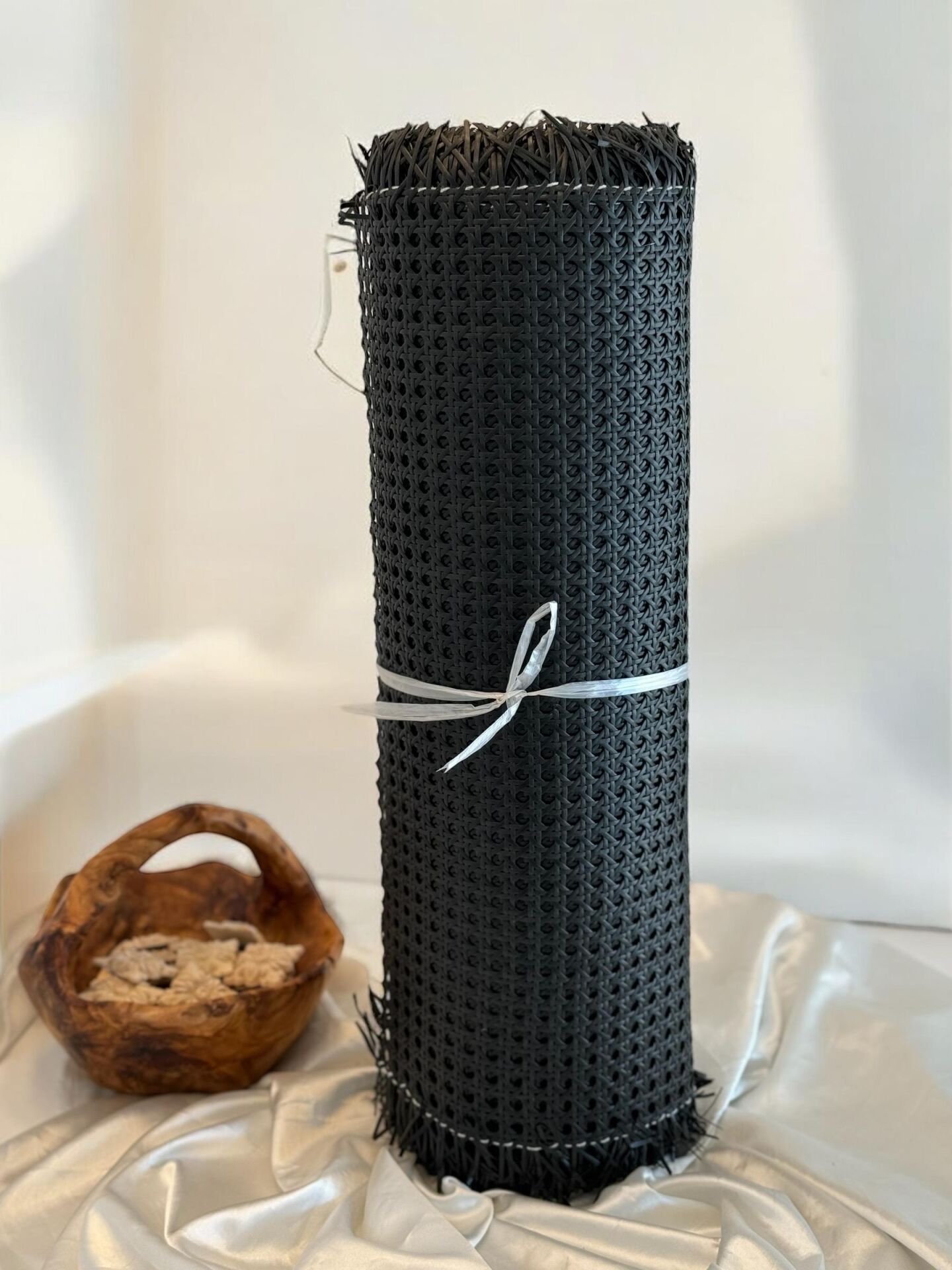 PVC Plastik Örme Siyah Dekoratif Hasır Hazeran 90 Cm