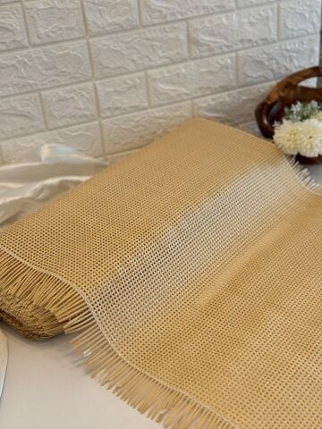 PVC Plastik Kare Delikli Açık Kahve Dekoratif Hasır Hazeran 45CM