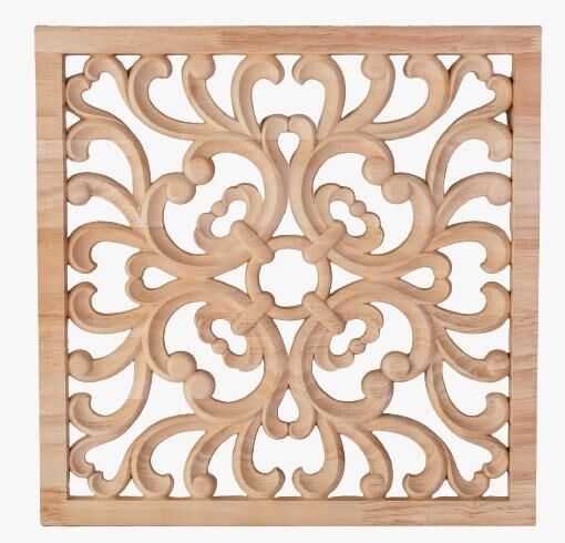 Aplik Orta Göbek Boyanabilir Ahşap Desenli İşlemeli Dekoratif Aksesuar 45x45x1,4  cm OGK04