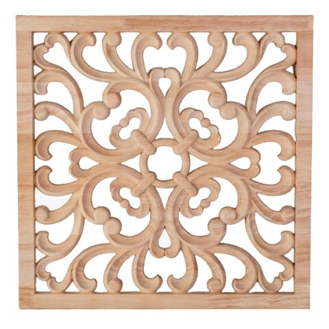 Aplik Orta Göbek Boyanabilir Ahşap Desenli İşlemeli Dekoratif Aksesuar 45x45x1,4  cm OGK04