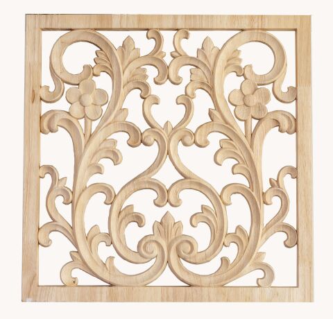 Aplik Orta Göbek Boyanabilir Ahşap Desenli İşlemeli Dekoratif Aksesuar 45x45x1,4  cm OGK05