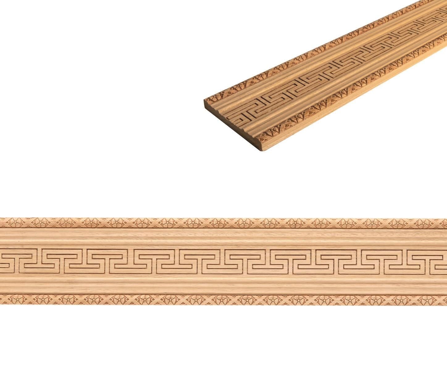 Ayous Ahşap Oyma İşlemeli Labirent Desenli Çıta Boyanabilir Dekoratif Aksesuar 120x17 mm  MAC87