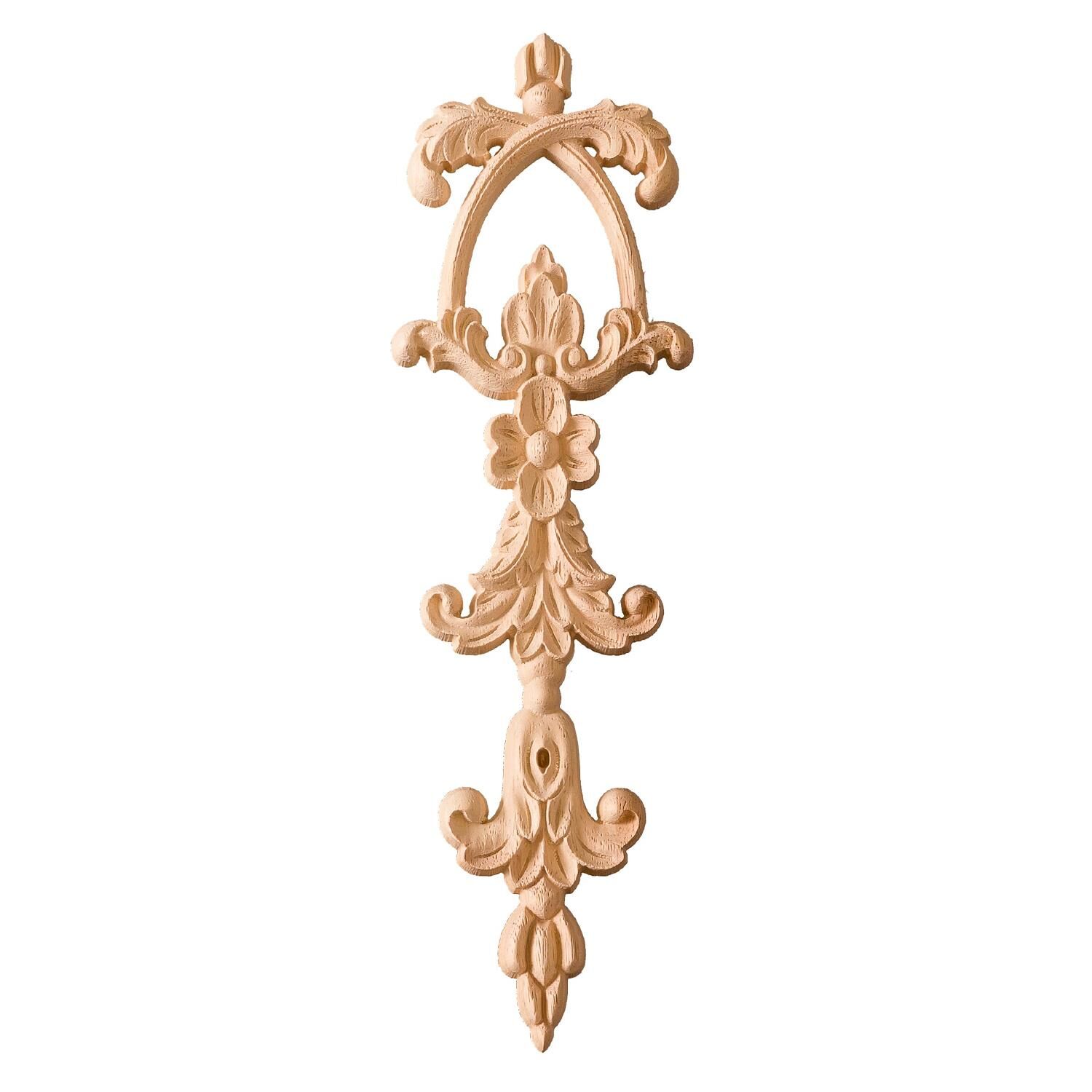 Aplik Orta Göbek Boyanabilir Ahşap Desenli İşlemeli Dekoratif Aksesuar 25x8x1,2  cm OGM11