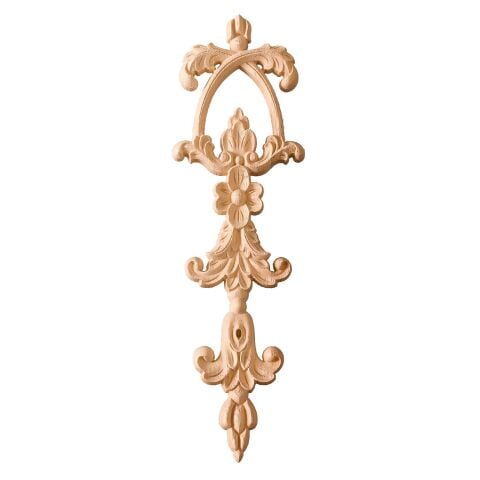 Aplik Orta Göbek Boyanabilir Ahşap Desenli İşlemeli Dekoratif Aksesuar 25x8x1,2  cm OGM11
