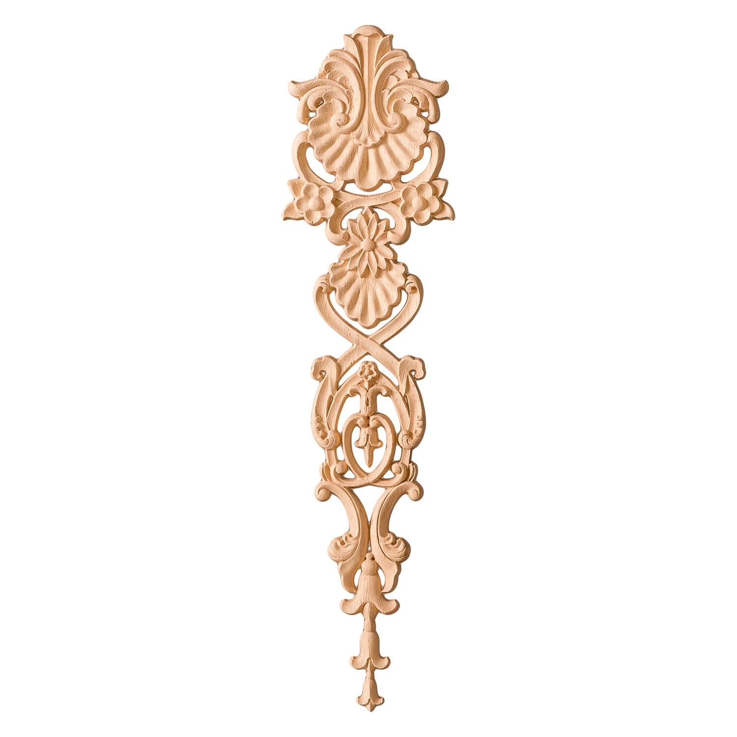 Aplik Orta Göbek Boyanabilir Ahşap Desenli İşlemeli Dekoratif Aksesuar 25x8x1  cm OGM14