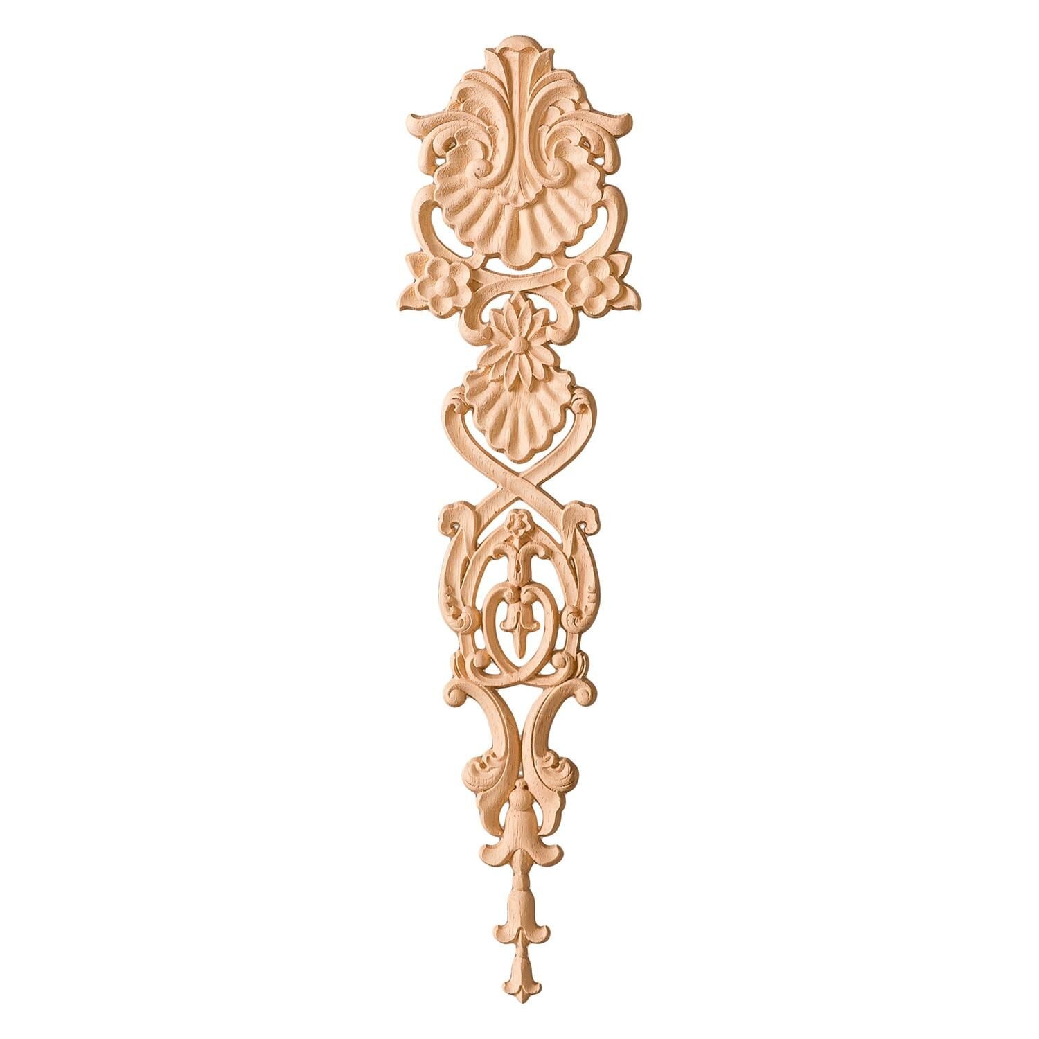 Aplik Orta Göbek Boyanabilir Ahşap Desenli İşlemeli Dekoratif Aksesuar 25x8x1  cm OGM14