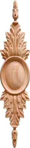 Aplik Orta Göbek Boyanabilir Ahşap Desenli İşlemeli Dekoratif Aksesuar 20x4,5x1  cm OGM18