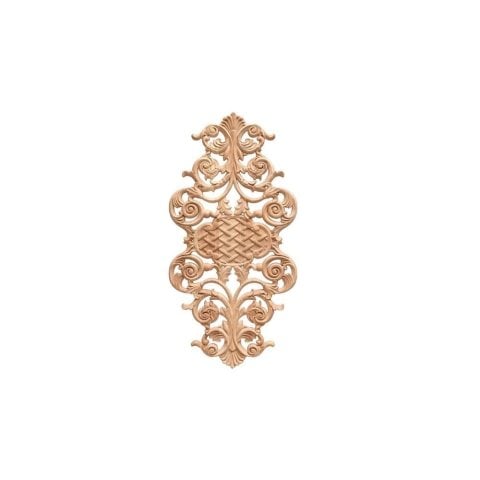 Aplik Orta Göbek Boyanabilir Ahşap Desenli İşlemeli Dekoratif Aksesuar 30x15x0,9  cm OGM22
