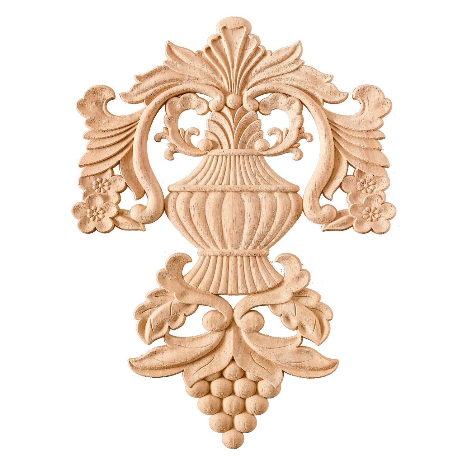 Aplik Orta Göbek Boyanabilir Ahşap Desenli İşlemeli Dekoratif Aksesuar 25x17x1  cm OGM27