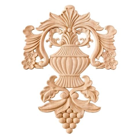 Aplik Orta Göbek Boyanabilir Ahşap Desenli İşlemeli Dekoratif Aksesuar 25x17x1  cm OGM27