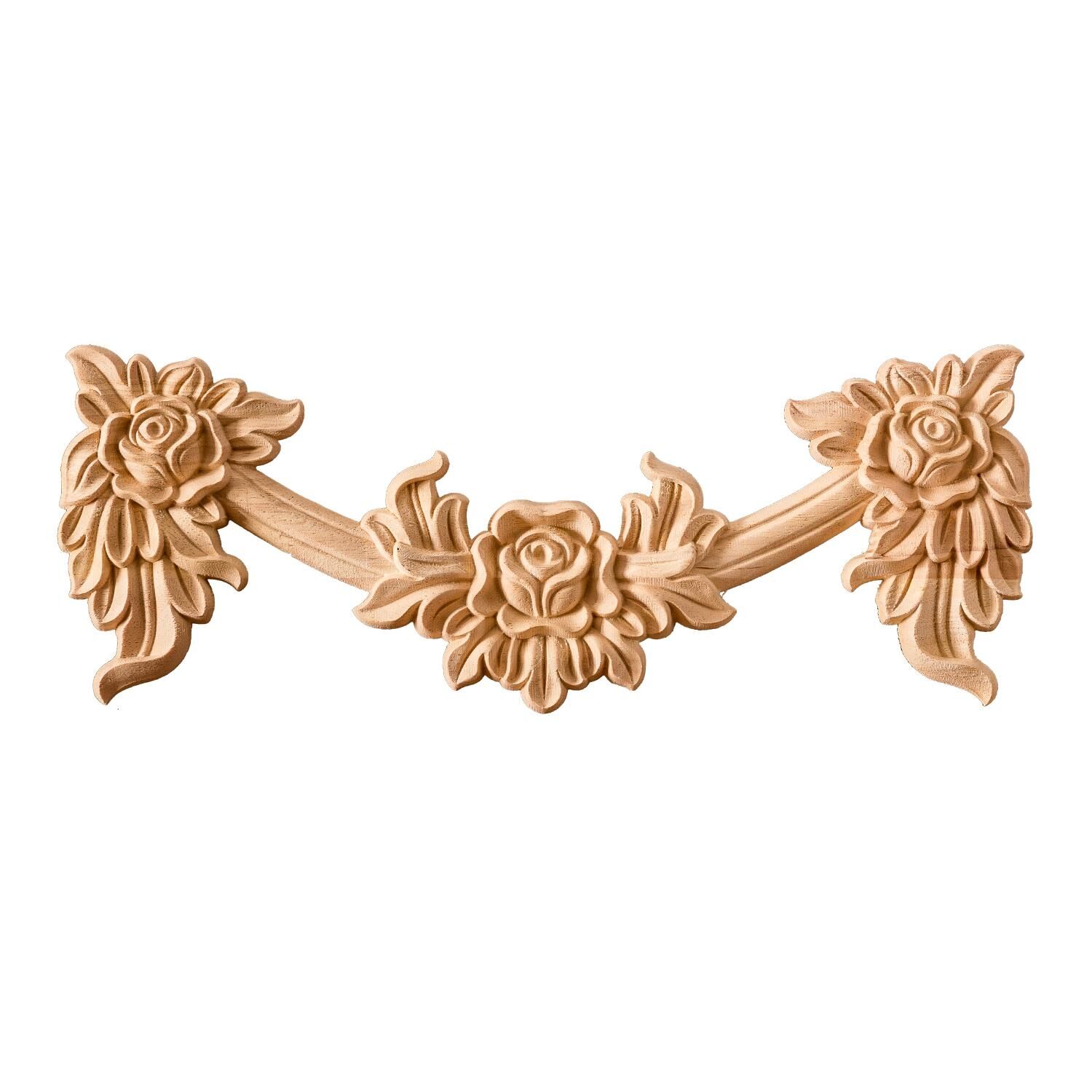 Taç Motif Aplik Oymalı Ahşap Boyanabilir Dekoratif Aksesuar 39x14,5x1,7 cm TAM40