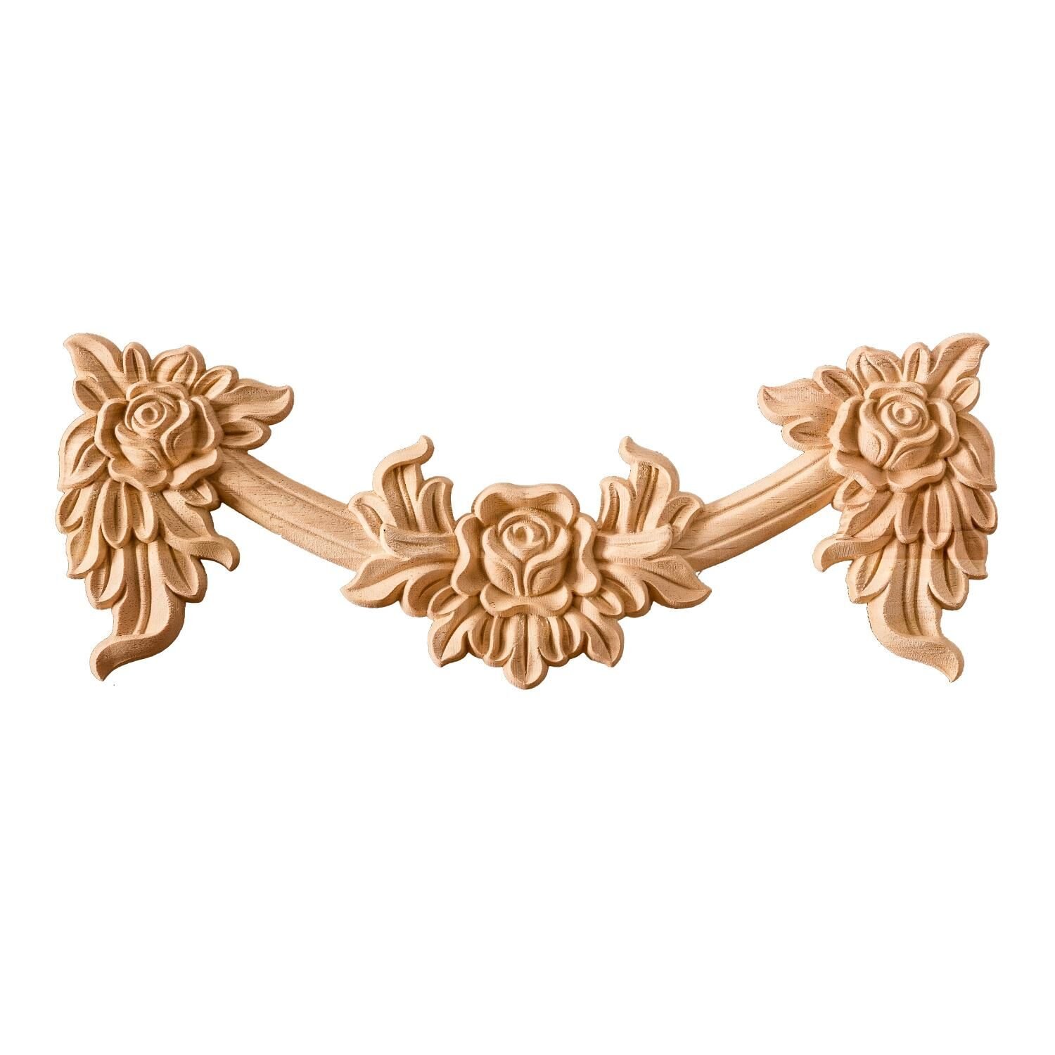 Taç Motif Aplik Oymalı Ahşap Boyanabilir Dekoratif Aksesuar 39x14,5x1,7 cm TAM40