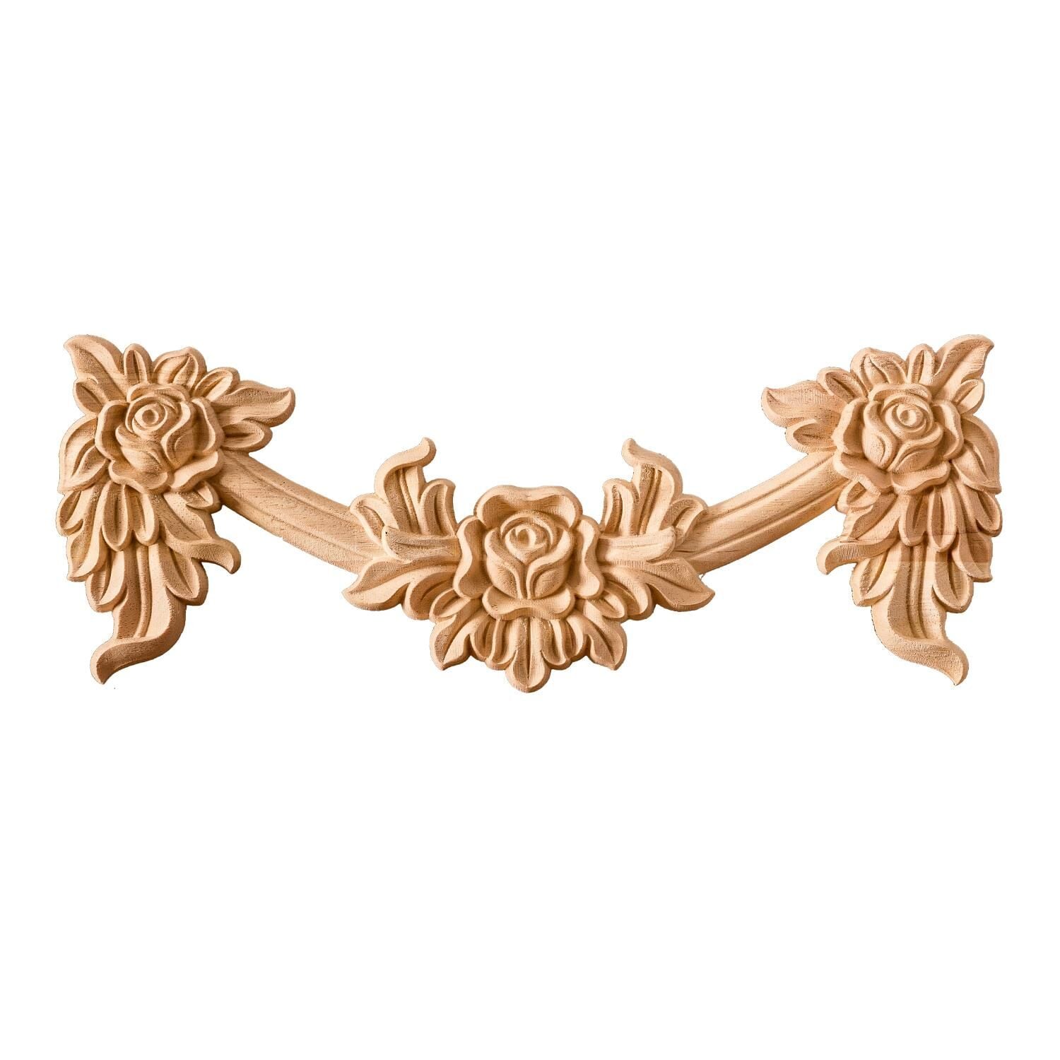 Taç Motif Aplik Oymalı Ahşap Boyanabilir Dekoratif Aksesuar 39x14,5x1,7 cm TAM40