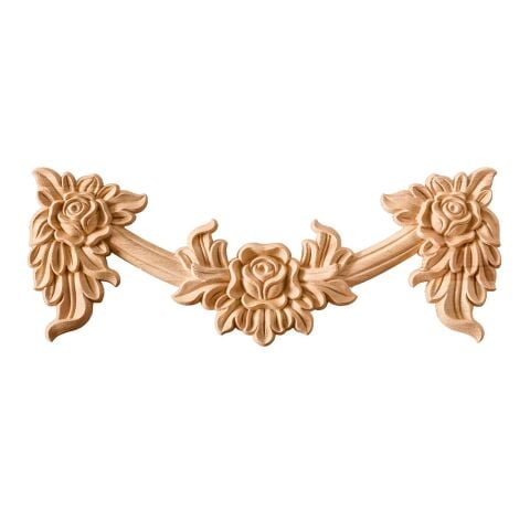 Taç Motif Aplik Oymalı Ahşap Boyanabilir Dekoratif Aksesuar 39x14,5x1,7 cm TAM40