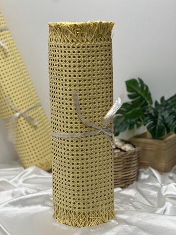 PVC Plastik Örme Sarı Dekoratif Hasır Hazeran 90 cm
