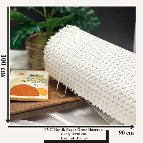 PVC Plastik Örme Beyaz Dekoratif Hasır Hazeran 90 cm