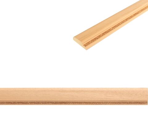 Ayous Ahşap Oyma İşlemeli Çiçek  Desenli Çıta Boyanabilir Dekoratif Aksesuar 70x21 mm  MAC71