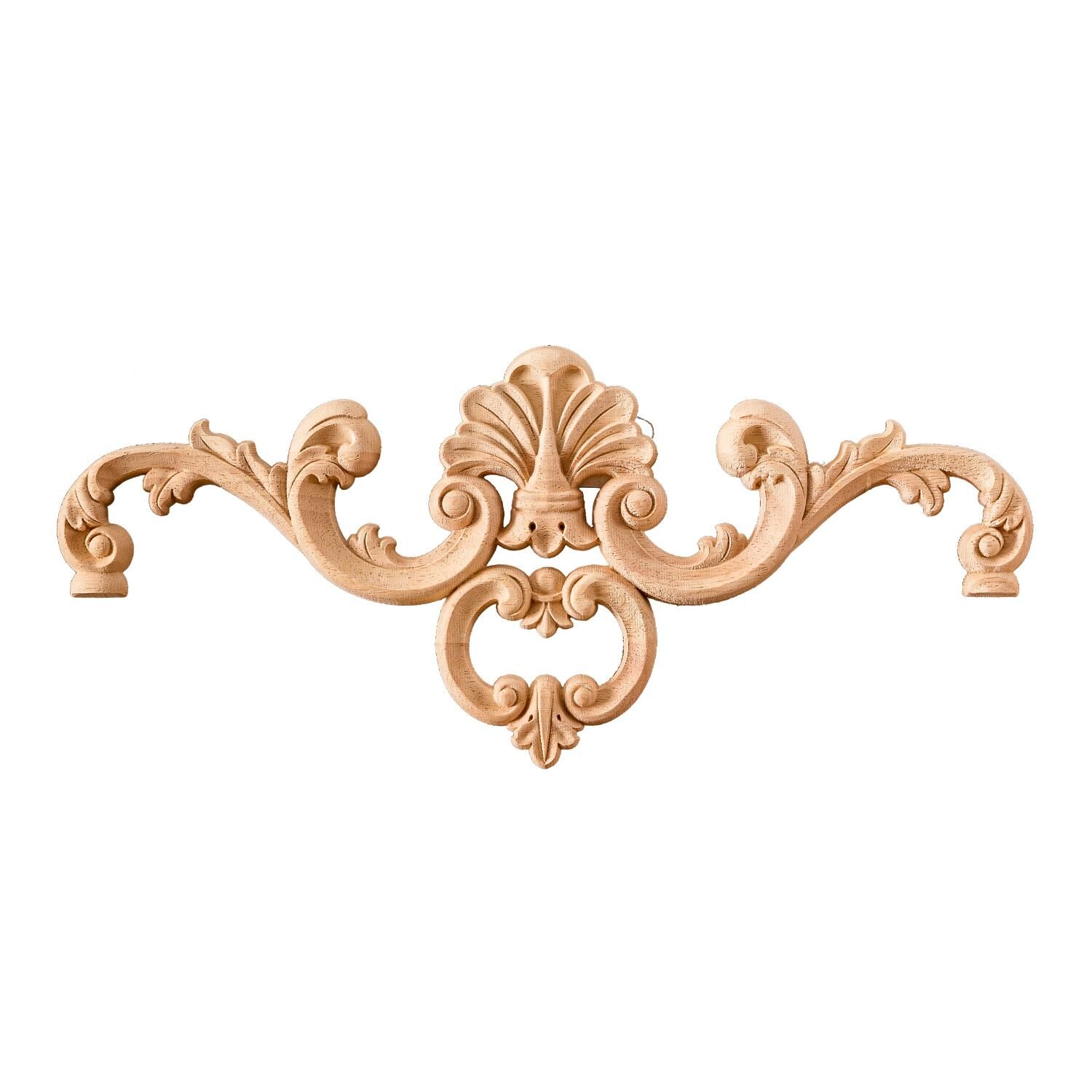 Taç Motif Aplik Oymalı Ahşap Boyanabilir Dekoratif Aksesuar 40x17x1,4  cm TAM32