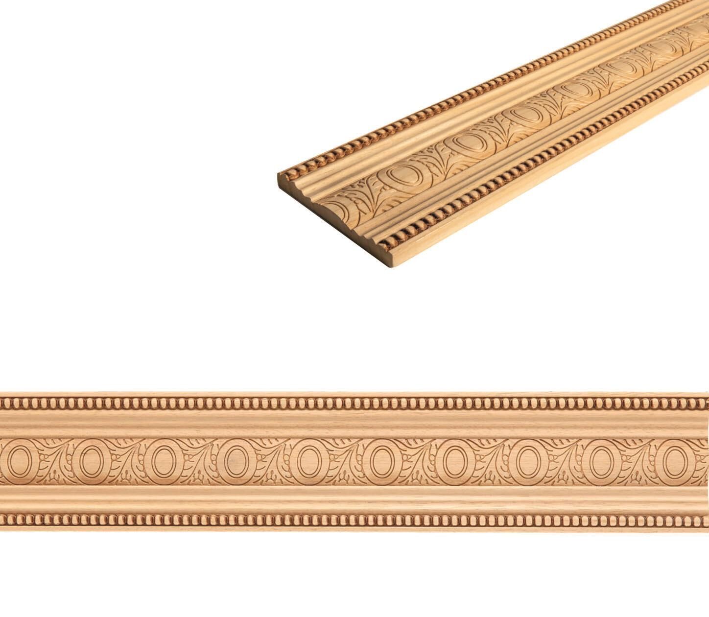 Ayous Ahşap Oyma İşlemeli Yaprak Desenli Çıta Boyanabilir Dekoratif Aksesuar 120x17 mm  MAC27