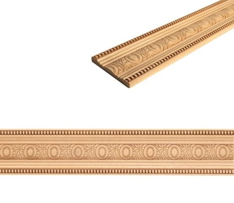 Ayous Ahşap Oyma İşlemeli Yaprak Desenli Çıta Boyanabilir Dekoratif Aksesuar 120x17 mm  MAC27