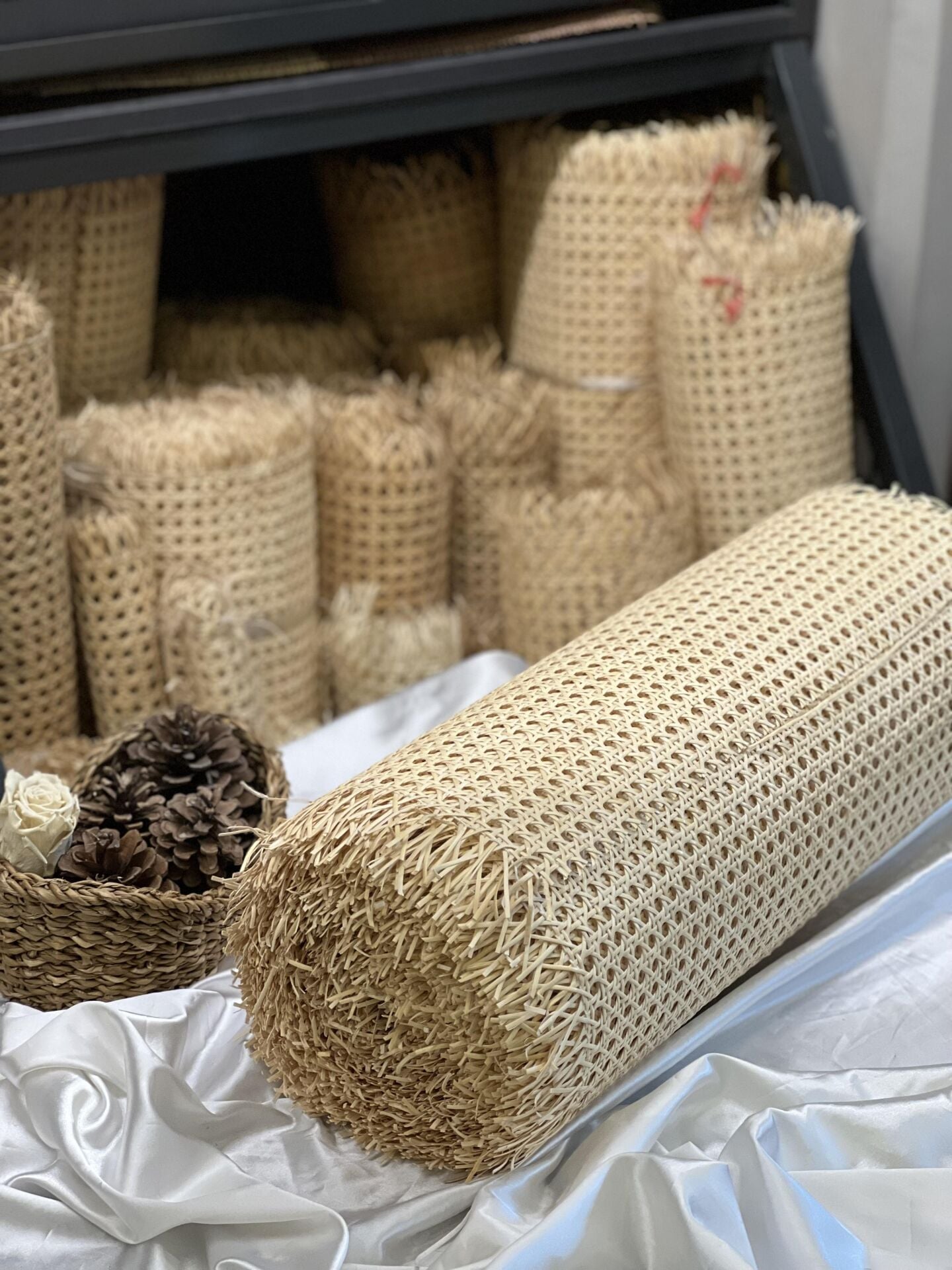 Doğal Bambu Örme Naturel Dekoratif Hasır Hazeran 90 cm