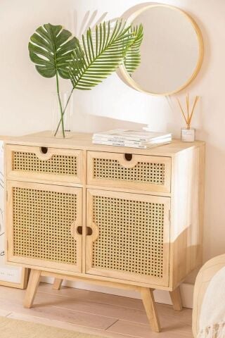 Doğal Bambu Örme Naturel Dekoratif Hasır Hazeran 90 cm