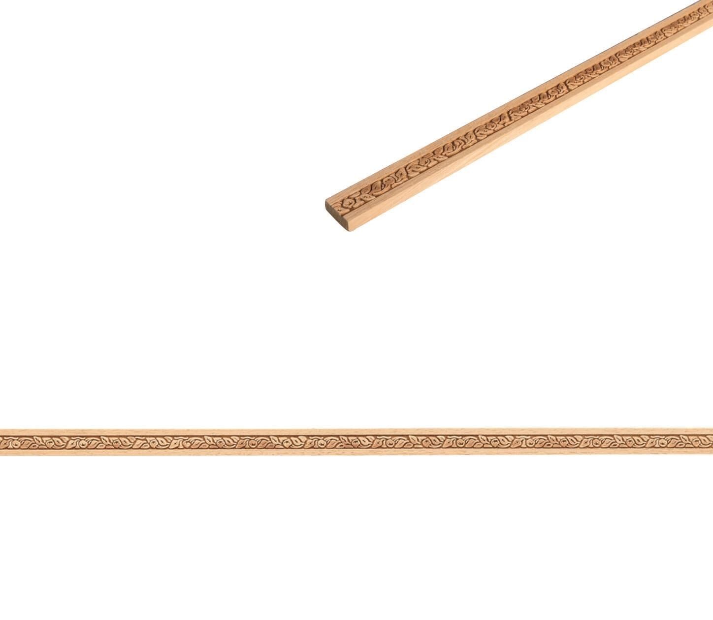 Ayous Ahşap Oyma İşlemeli Çiçek  Desenli Çıta Boyanabilir Dekoratif Aksesuar 20x8 mm  MAC50
