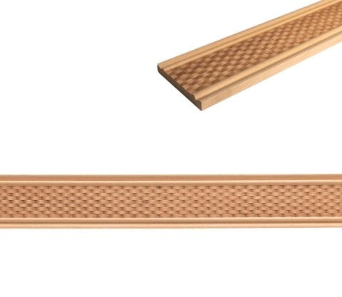 Ayous Ahşap Oyma İşlemeli Hasır Desenli Çıta Boyanabilir Dekoratif Aksesuar 110x15 mm  MAC59