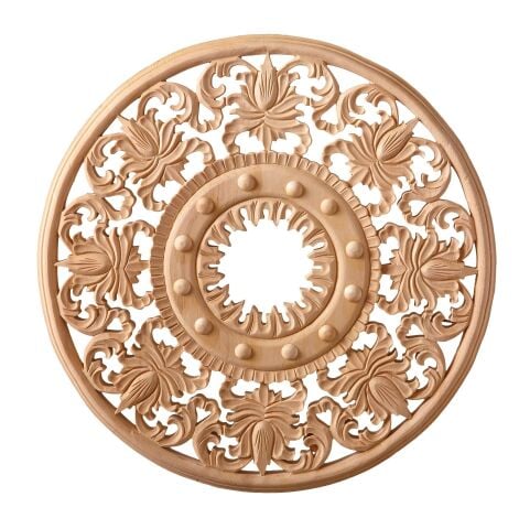 Aplik Orta Göbek Boyanabilir Ahşap Desenli İşlemeli Dekoratif Aksesuar 60x60x2  cm OGO02