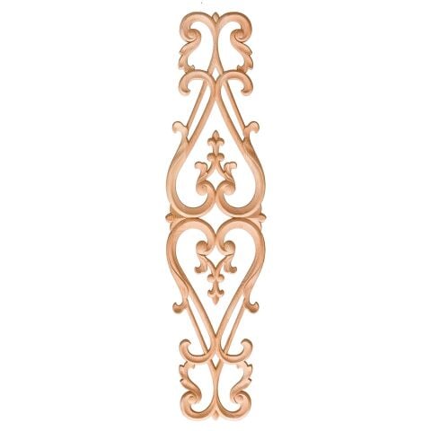 Aplik Orta Göbek Boyanabilir Ahşap Desenli İşlemeli Dekoratif Aksesuar 40x11x1  cm OGM19