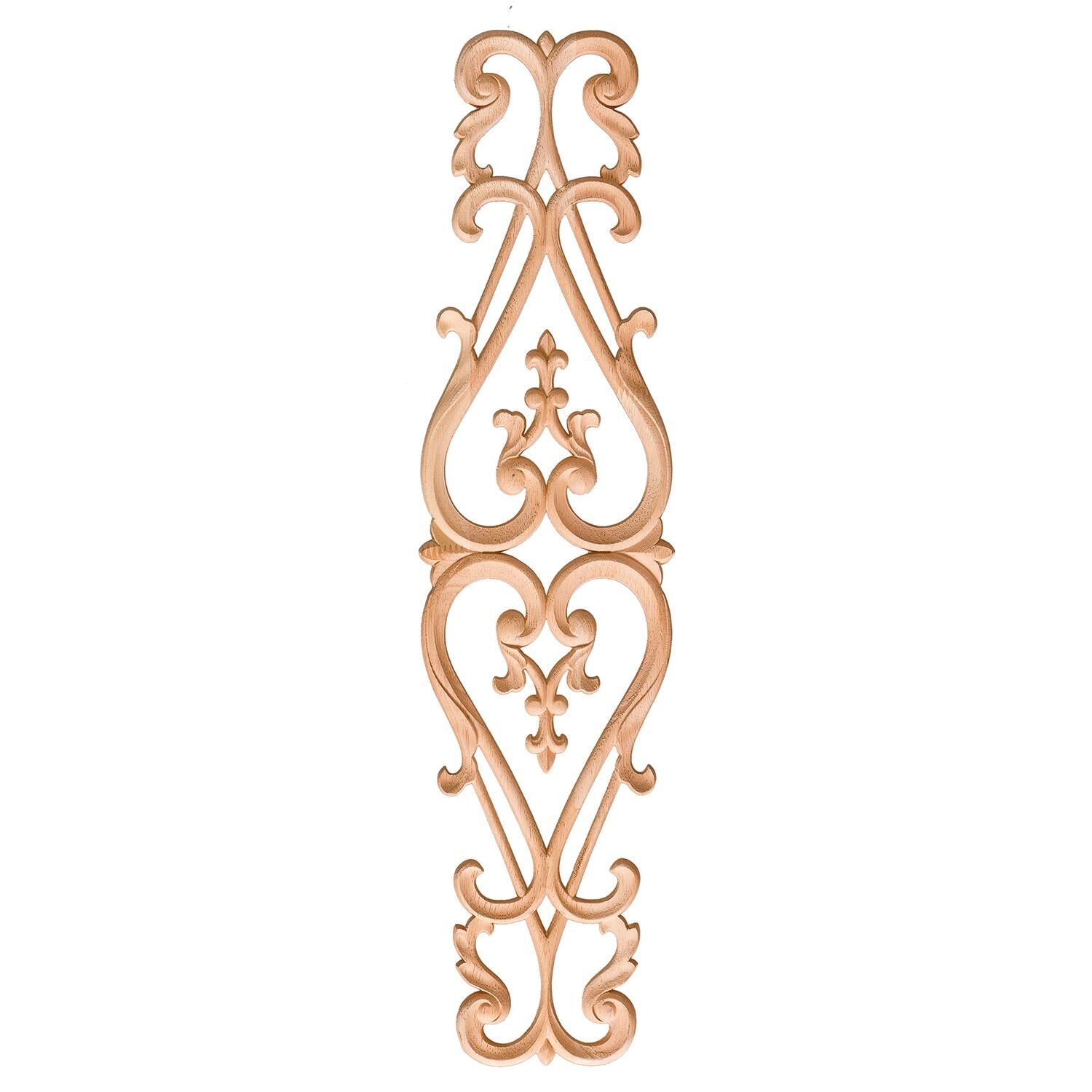 Aplik Orta Göbek Boyanabilir Ahşap Desenli İşlemeli Dekoratif Aksesuar 50x13x1,1  cm OGM19