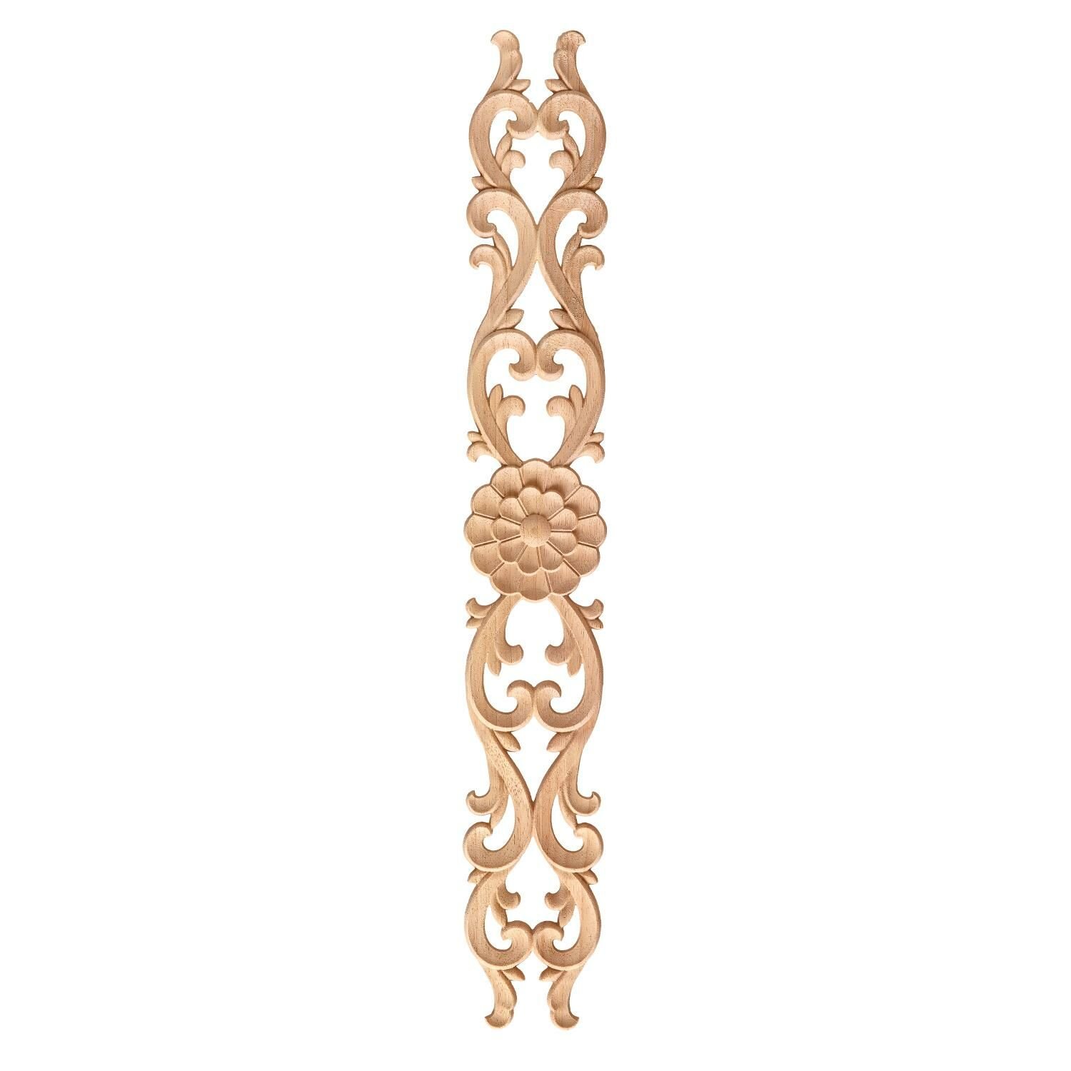 Aplik Orta Göbek Boyanabilir Ahşap Desenli İşlemeli Dekoratif Aksesuar 50x8x1,1  cm OGM21