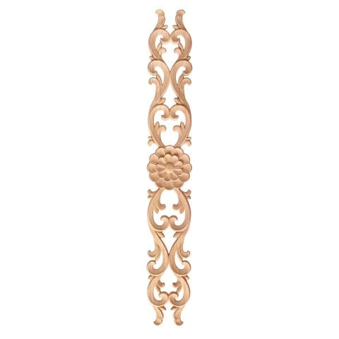 Aplik Orta Göbek Boyanabilir Ahşap Desenli İşlemeli Dekoratif Aksesuar 50x8x1,1  cm OGM21