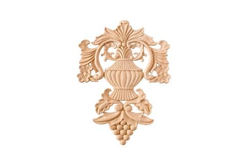 Aplik Orta Göbek Boyanabilir Ahşap Desenli İşlemeli Dekoratif Aksesuar 40x26x1  cm OGM27