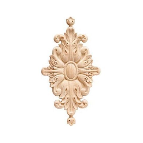 Aplik Orta Göbek Boyanabilir Ahşap Desenli İşlemeli Dekoratif Aksesuar 13x7x0,8  cm OGM28