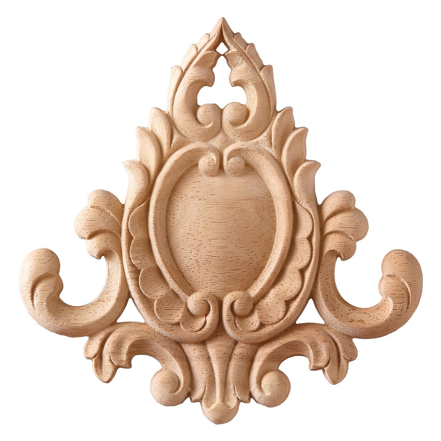 Aplik Orta Göbek Boyanabilir Ahşap Desenli İşlemeli Dekoratif Aksesuar 20x20x1  cm OGM29