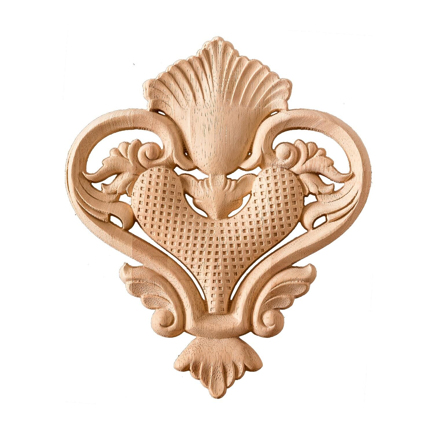 Aplik Orta Göbek Boyanabilir Ahşap Desenli İşlemeli Dekoratif Aksesuar 26x22x1  cm OGM30