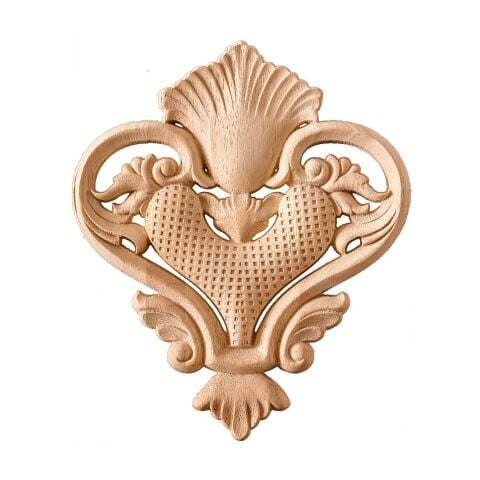 Aplik Orta Göbek Boyanabilir Ahşap Desenli İşlemeli Dekoratif Aksesuar 26x22x1  cm OGM30
