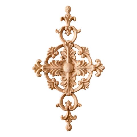 Aplik Orta Göbek Boyanabilir Ahşap Desenli İşlemeli Dekoratif Aksesuar 40x23x1,7  cm OGM31