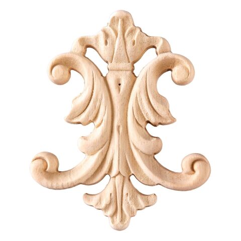 Aplik Orta Göbek Boyanabilir Ahşap Desenli İşlemeli Dekoratif Aksesuar 15x10x0,8  cm OGM34