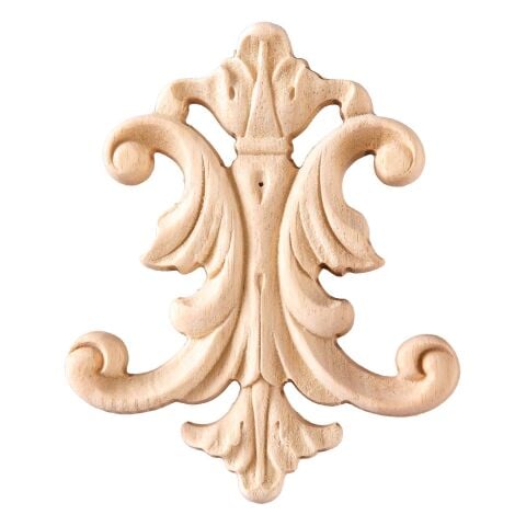 Aplik Orta Göbek Boyanabilir Ahşap Desenli İşlemeli Dekoratif Aksesuar 15x10x0,8  cm OGM34