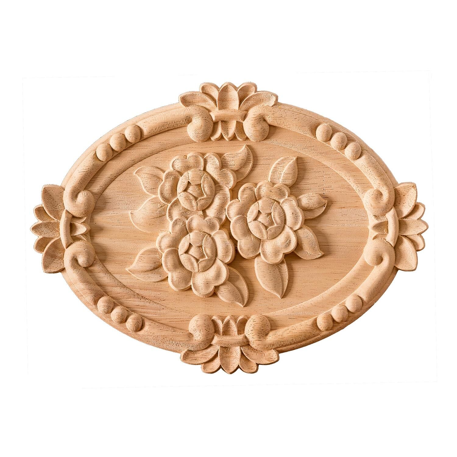 Aplik Orta Göbek Boyanabilir Ahşap Desenli İşlemeli Dekoratif Aksesuar 25x18,3x1,1 cm OGM38