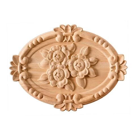 Aplik Orta Göbek Boyanabilir Ahşap Desenli İşlemeli Dekoratif Aksesuar 25x18,3x1,1 cm OGM38