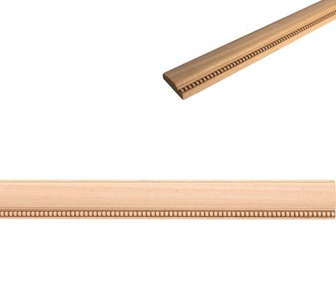 Ayous Ahşap Oyma İşlemeli Boncuk Desenli Çıta Boyanabilir Dekoratif Aksesuar 70x21 mm  MAC34