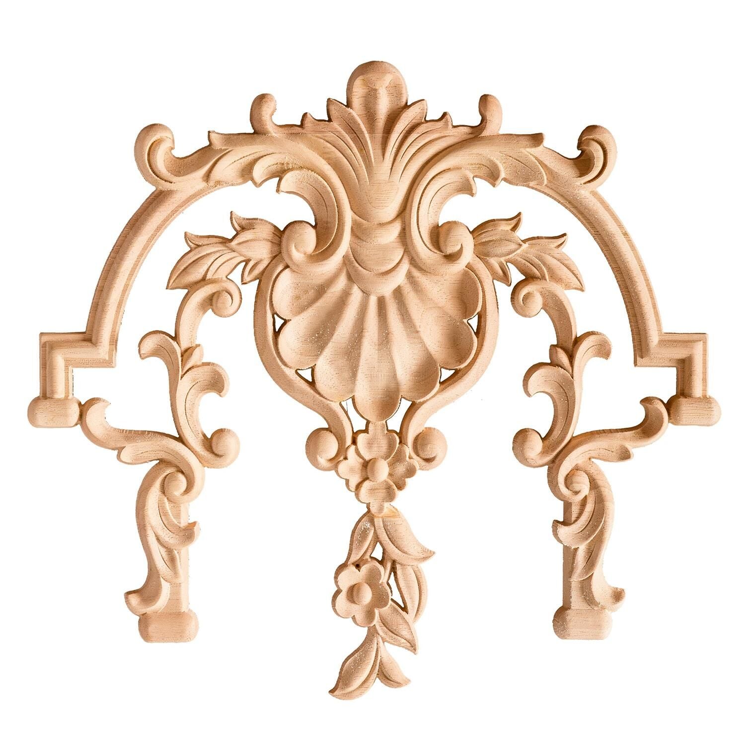 Aplik Orta Göbek Boyanabilir Ahşap Desenli İşlemeli Dekoratif Aksesuar 30x28x1,2  cm OGM42