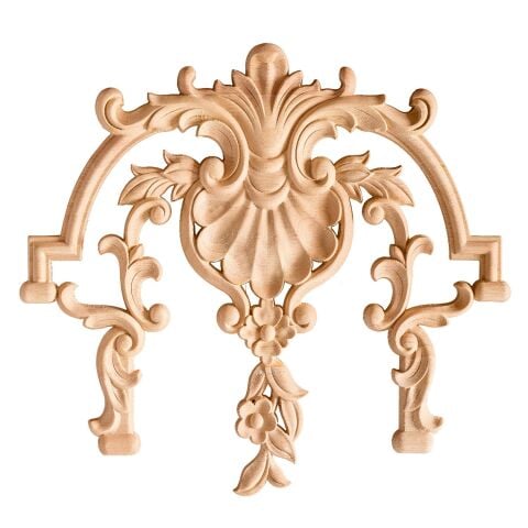 Aplik Orta Göbek Boyanabilir Ahşap Desenli İşlemeli Dekoratif Aksesuar 30x28x1,2  cm OGM42