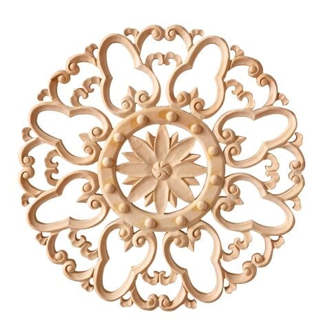 Aplik Orta Göbek Boyanabilir Ahşap Desenli İşlemeli Dekoratif Aksesuar 60x60x2  cm OGO01