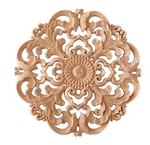 Aplik Orta Göbek Boyanabilir Ahşap Desenli İşlemeli Dekoratif Aksesuar 25x25x1,1  cm OGO05