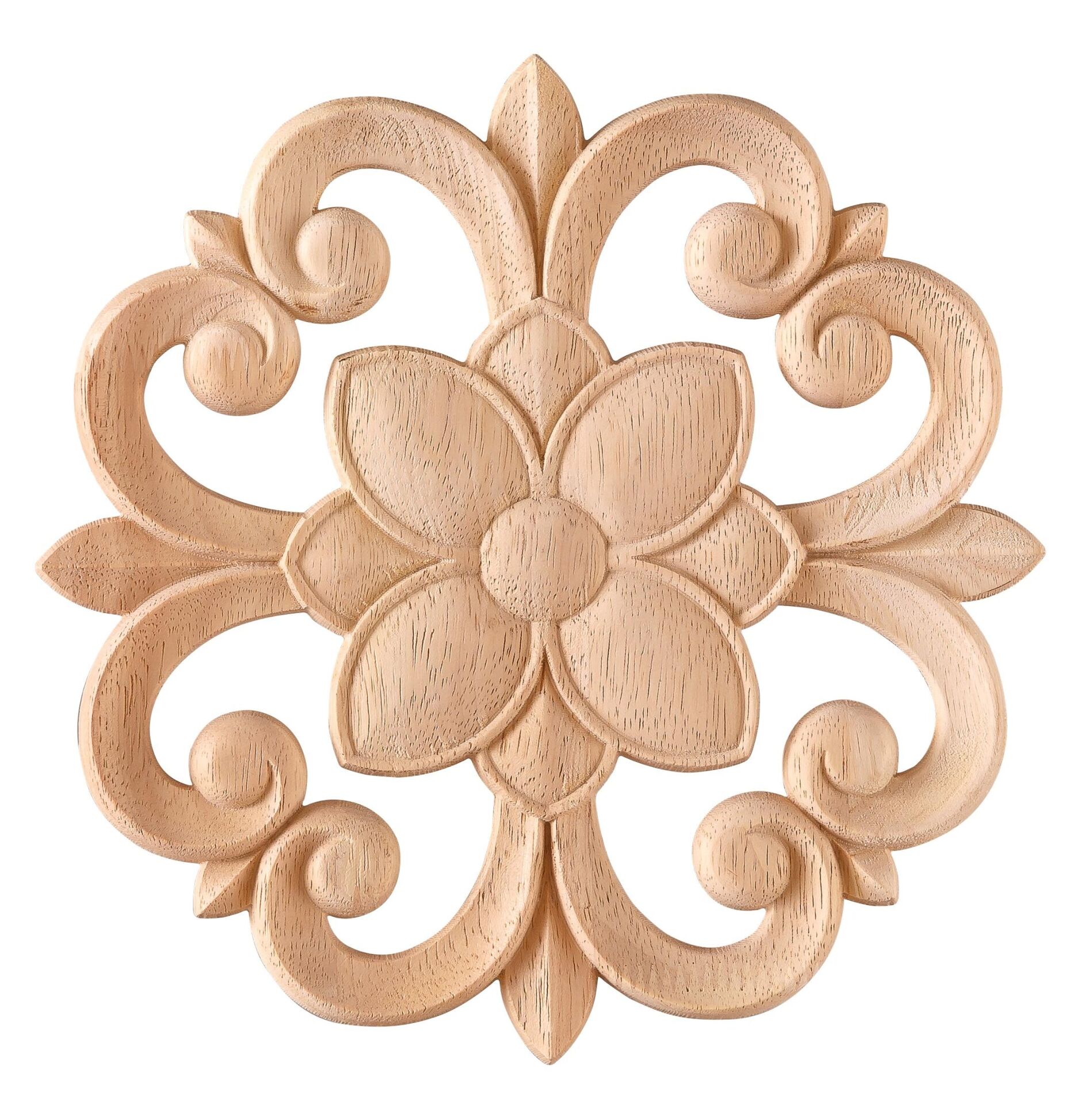 Aplik Orta Göbek Boyanabilir Ahşap Desenli İşlemeli Dekoratif Aksesuar 25x25x1,1  cm OGO07